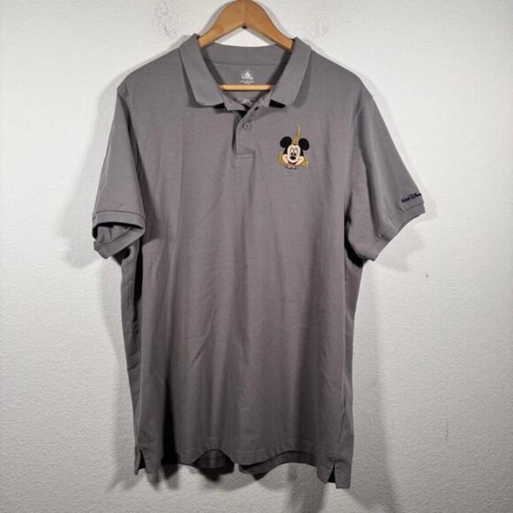 Walt Disney Polo Shirt Men Size XL World 50th Anniversary Mickey Mouse‎ Gray
